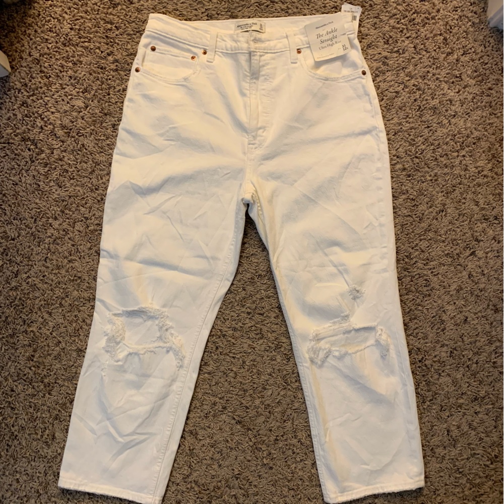 Abercrombie & Fitch The Ankle Straight‎ Ultra High Rise White Size 31 Short